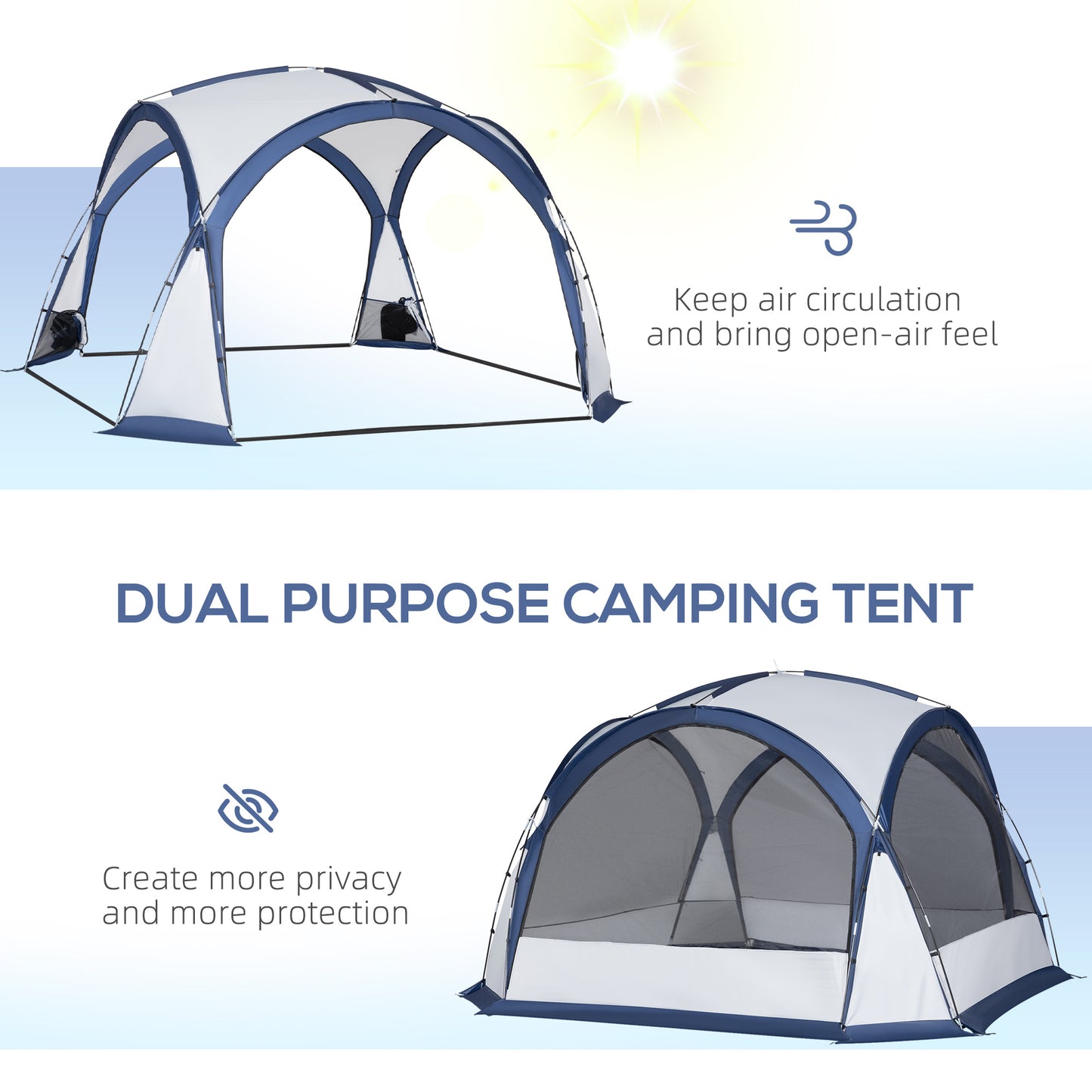 Dome Tent for 6-8 Person, Camping Tent with 4 Zipped Mesh Doors