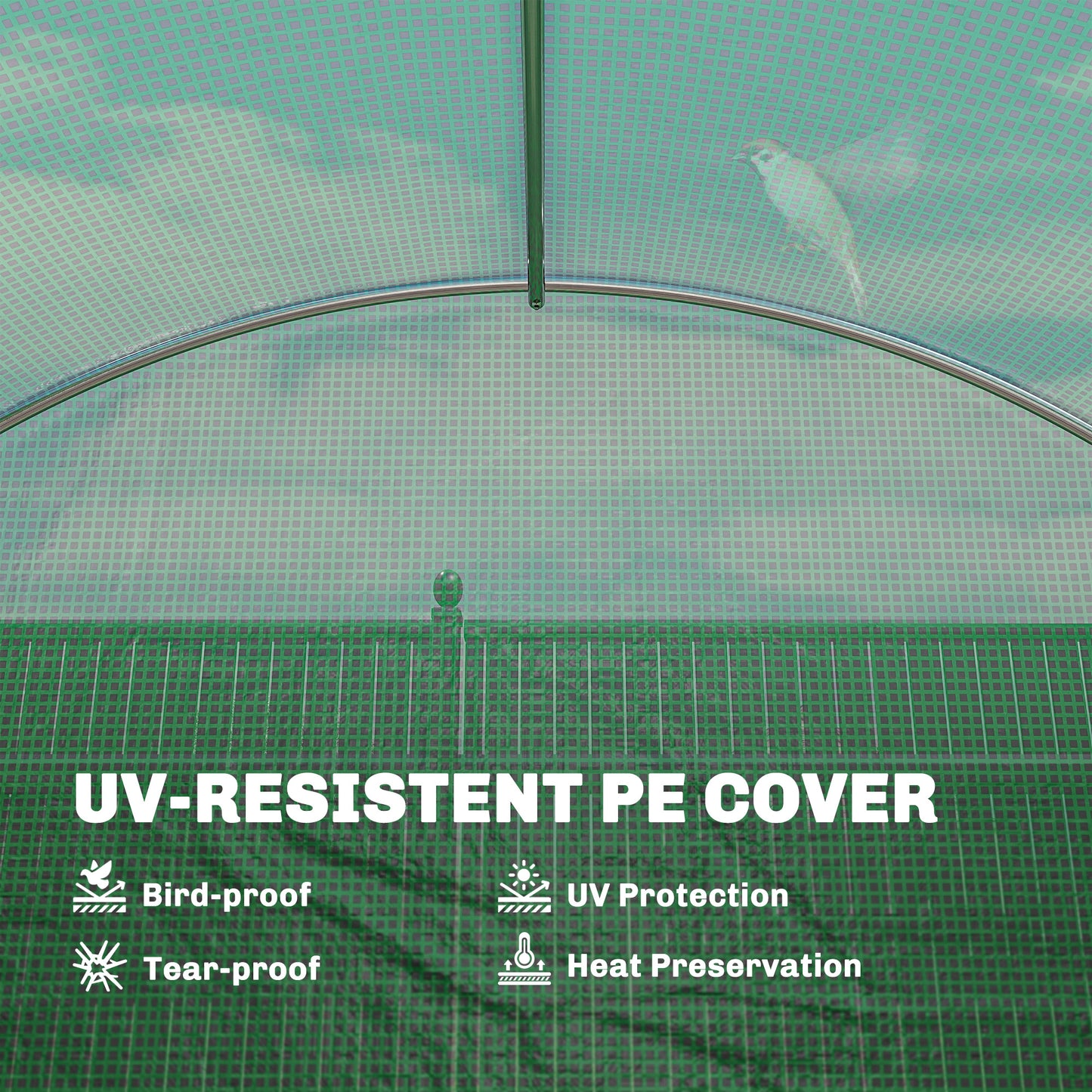 3 x 4 m Walk-in Polytunnel Greenhouse with Hinged Door
