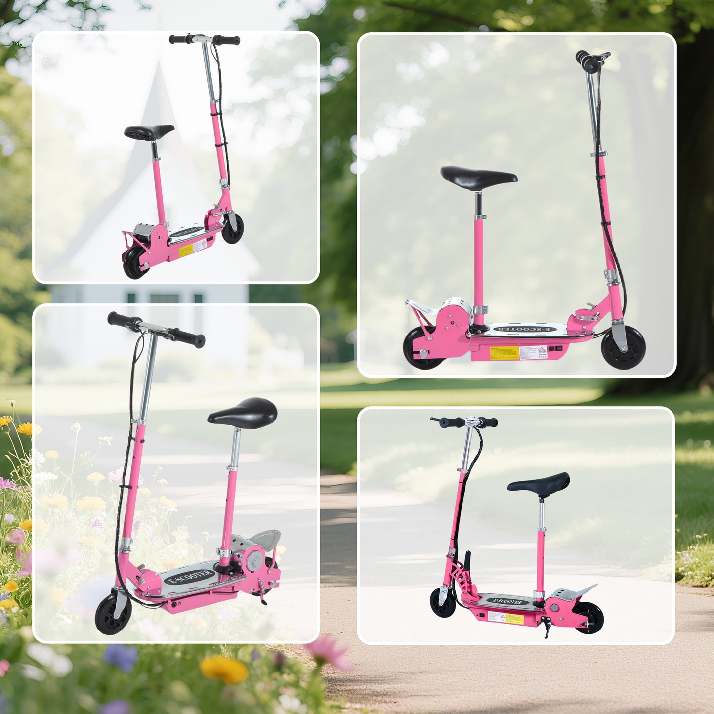 Foldable Powered Scooter with Adjustable Seat, Brake