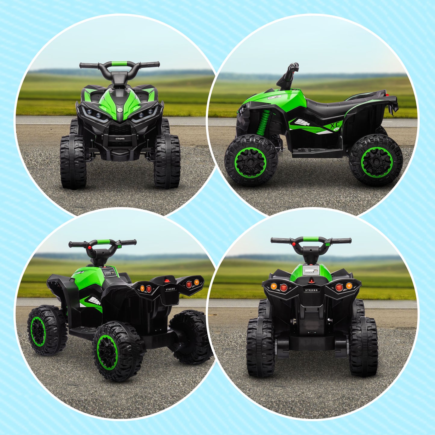 12V Ride-On Quad Bike, with Music, Horn, LED Lights