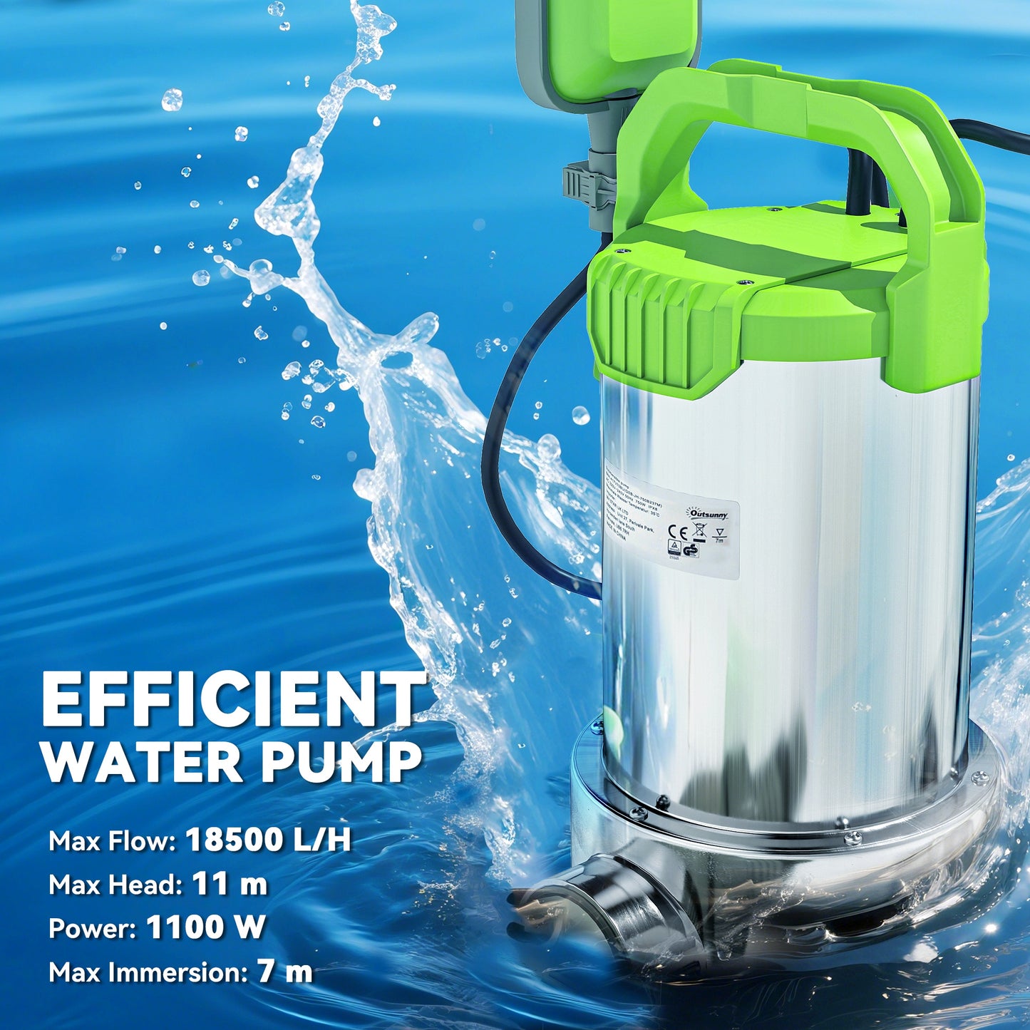 1100W Submersible Water Pump for Dirty/Clean Water