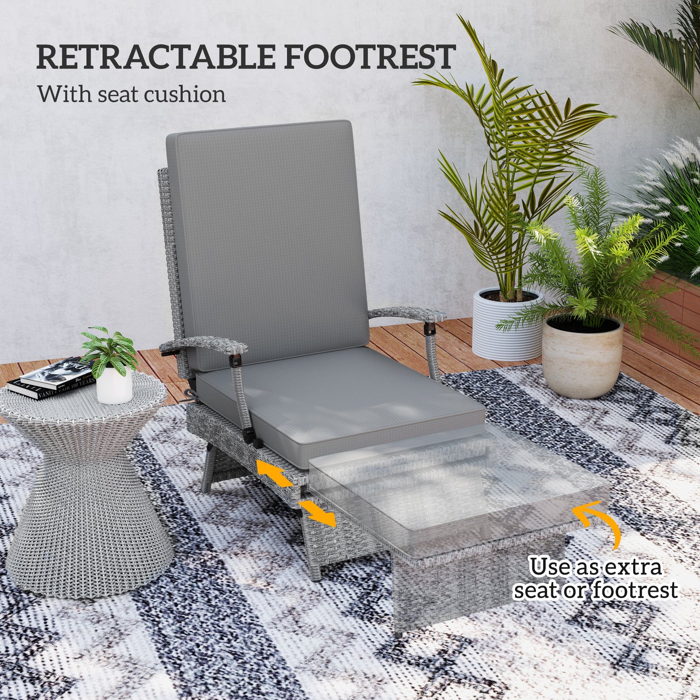 80° Reclining Rattan Lounger