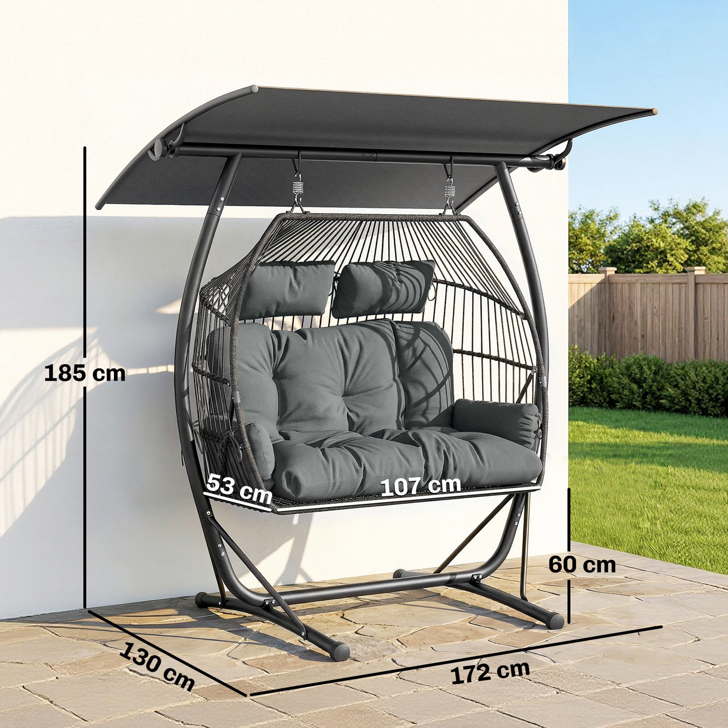 Double Hanging Egg Chair with Canopy