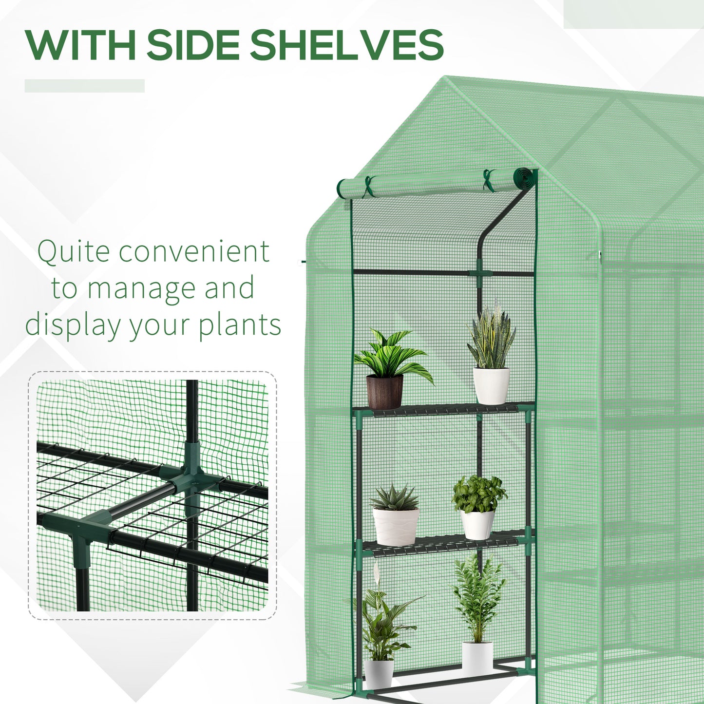 Walk in Greenhouse with Shelves Steeple Green House