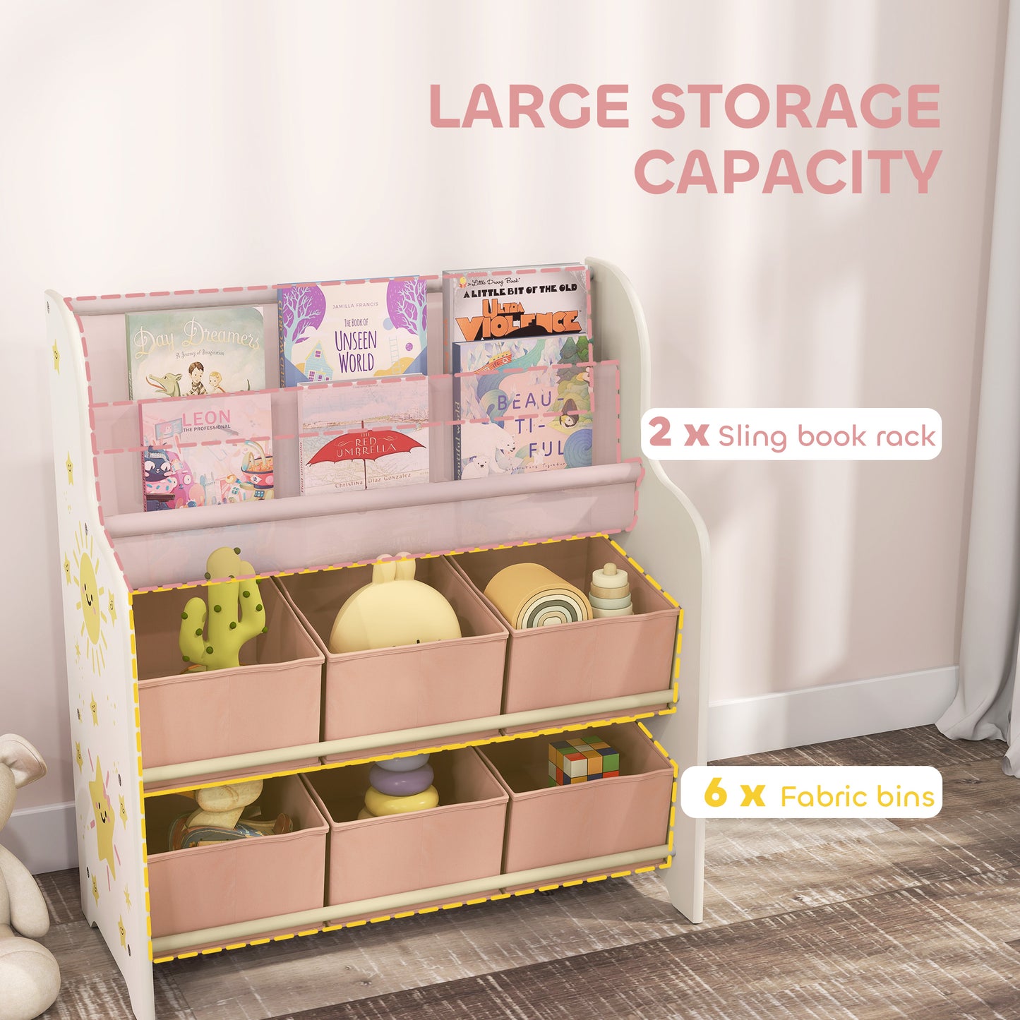 Kids Storage Unit, Toy Organiser with 6 Fabric Drawers