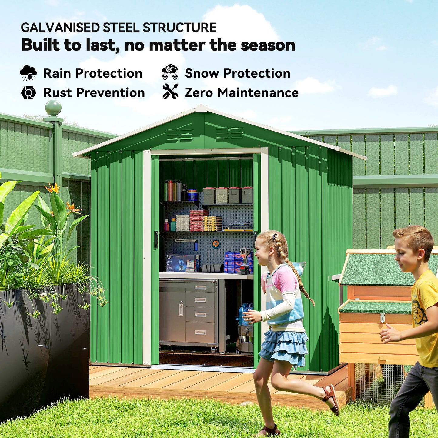 6.5 x 3.5ft Metal Garden Storage Shed