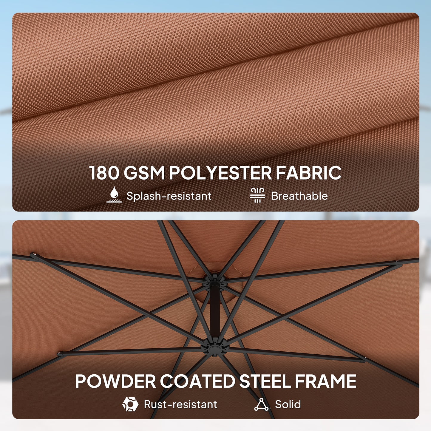 3 m Overhanging Cantilever Parasol, with Cross Base