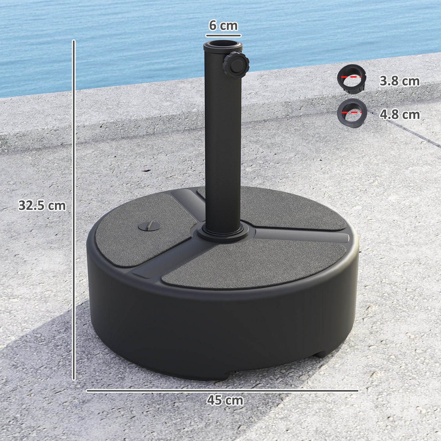 Round Garden Parasol Base, Garden Umbrella Stand Heavy Duty Parasol
