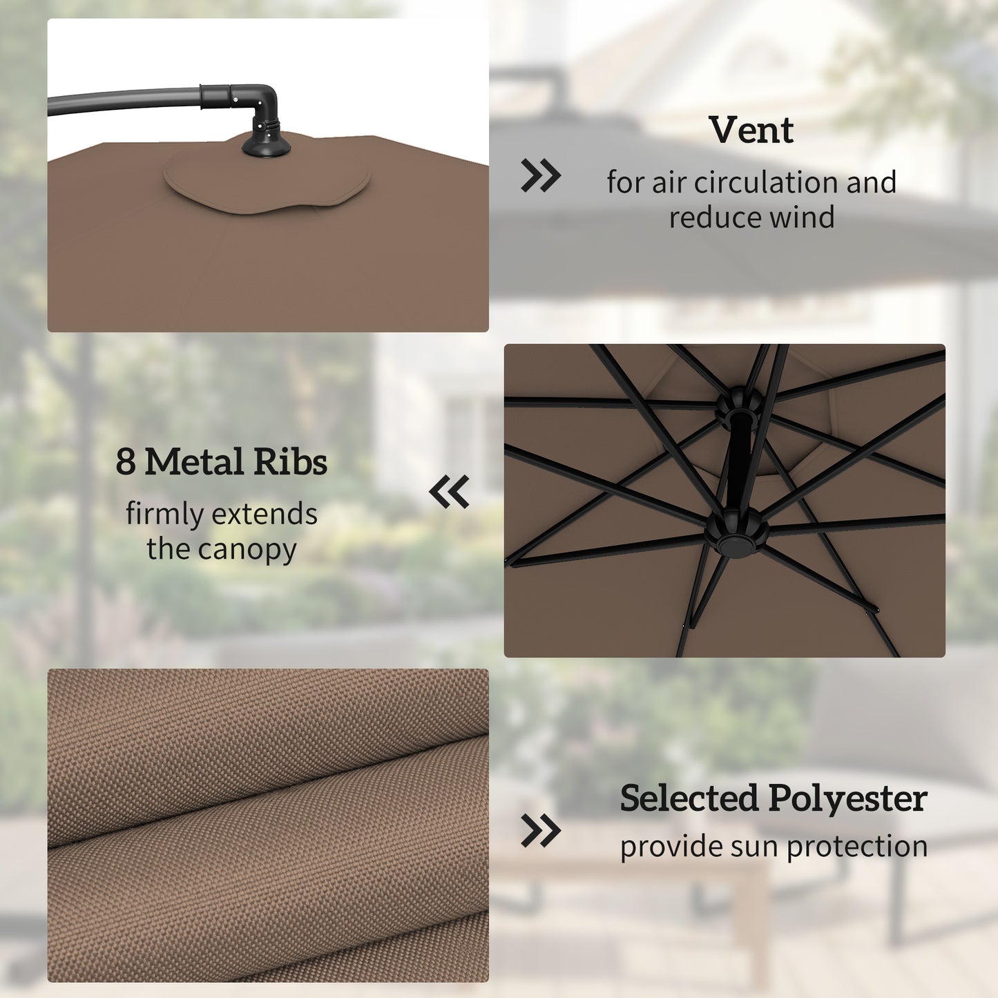 3m Overhanging Parasol, with Base, Weights and Cover
