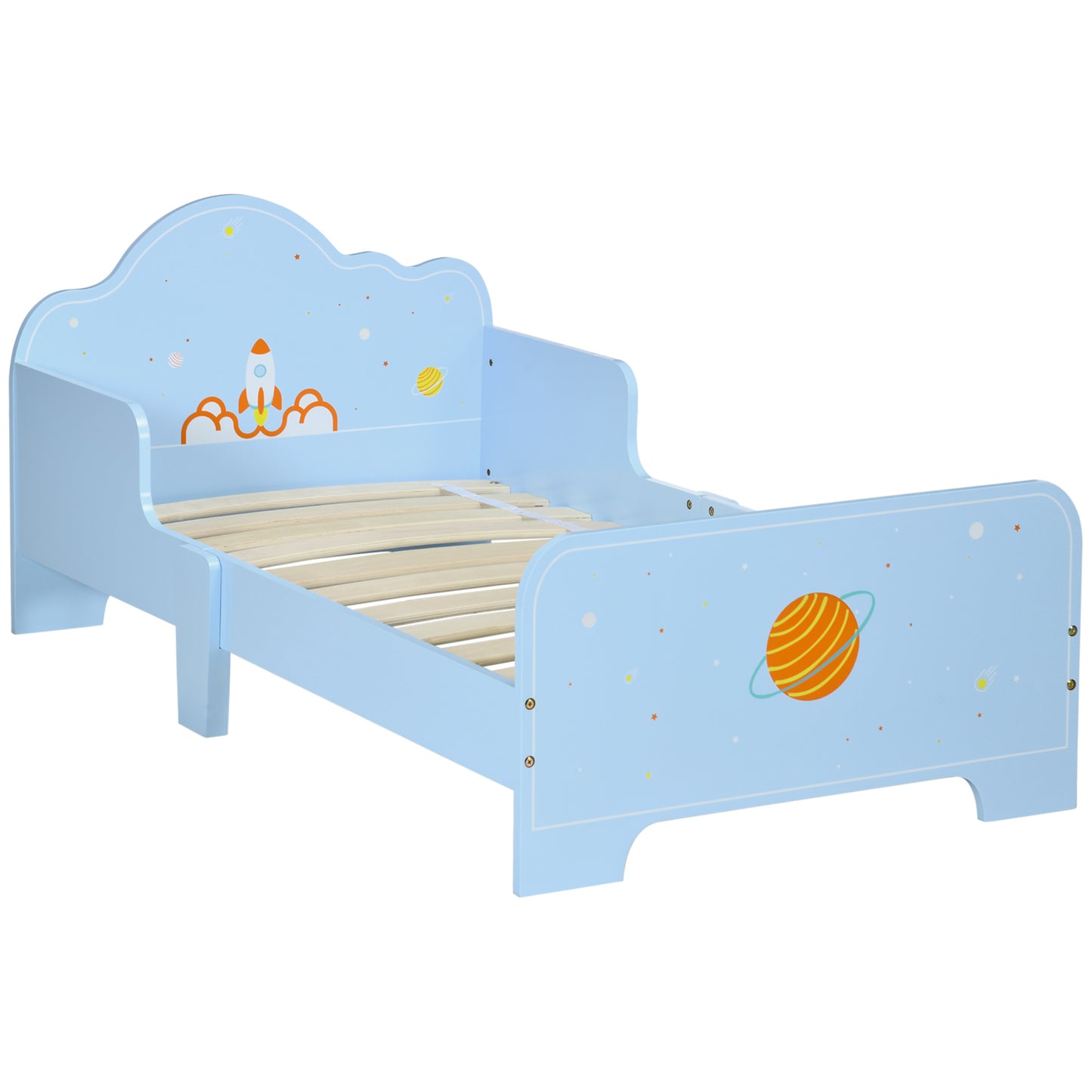 Space Themed Toddler Bed, Kids Bedroom Furniture, with Safety Rails