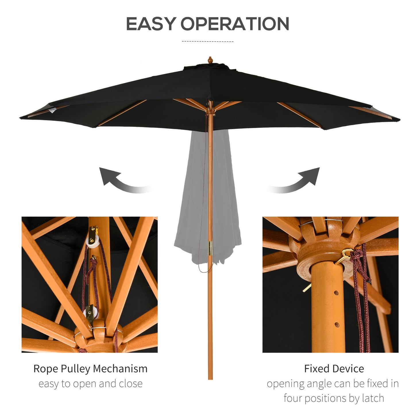 3(m) Garden Parasol, Pulley Operated Patio Umbrella