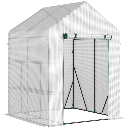 Walk In Greenhouse with 2 Tier Shelf (1)