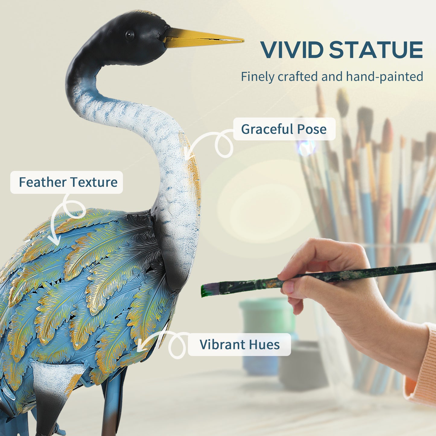 Heron Garden Statue, Standing Garden Ornament (1)