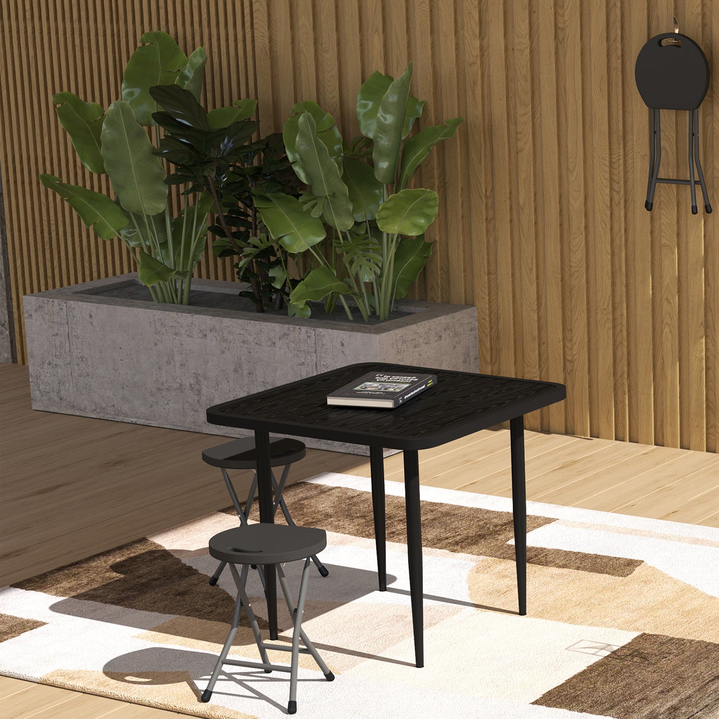 Set of Four Folding Carry Stools