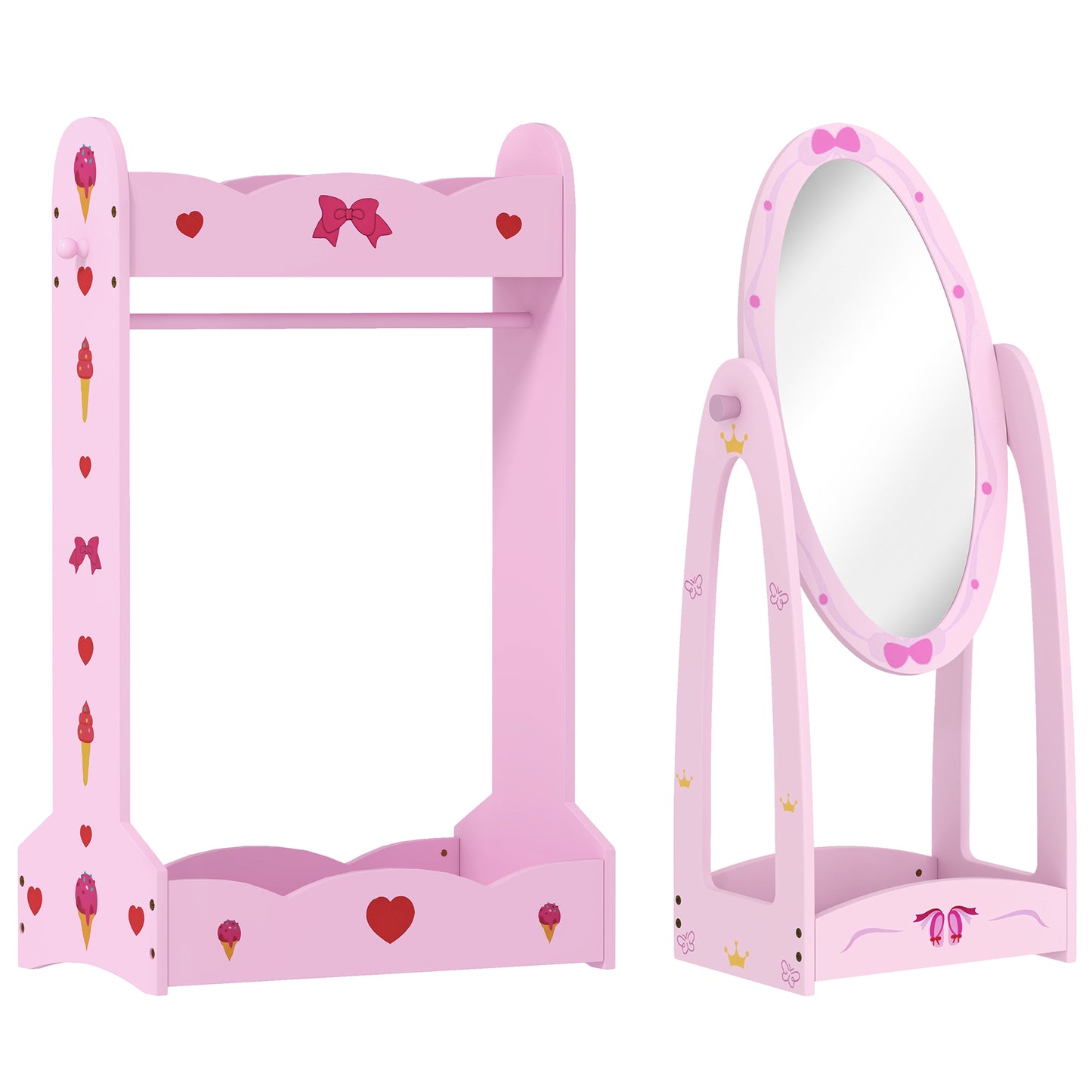 Kids Clothes Rail, Kids Dressing Mirror with 360° Rotating (1)