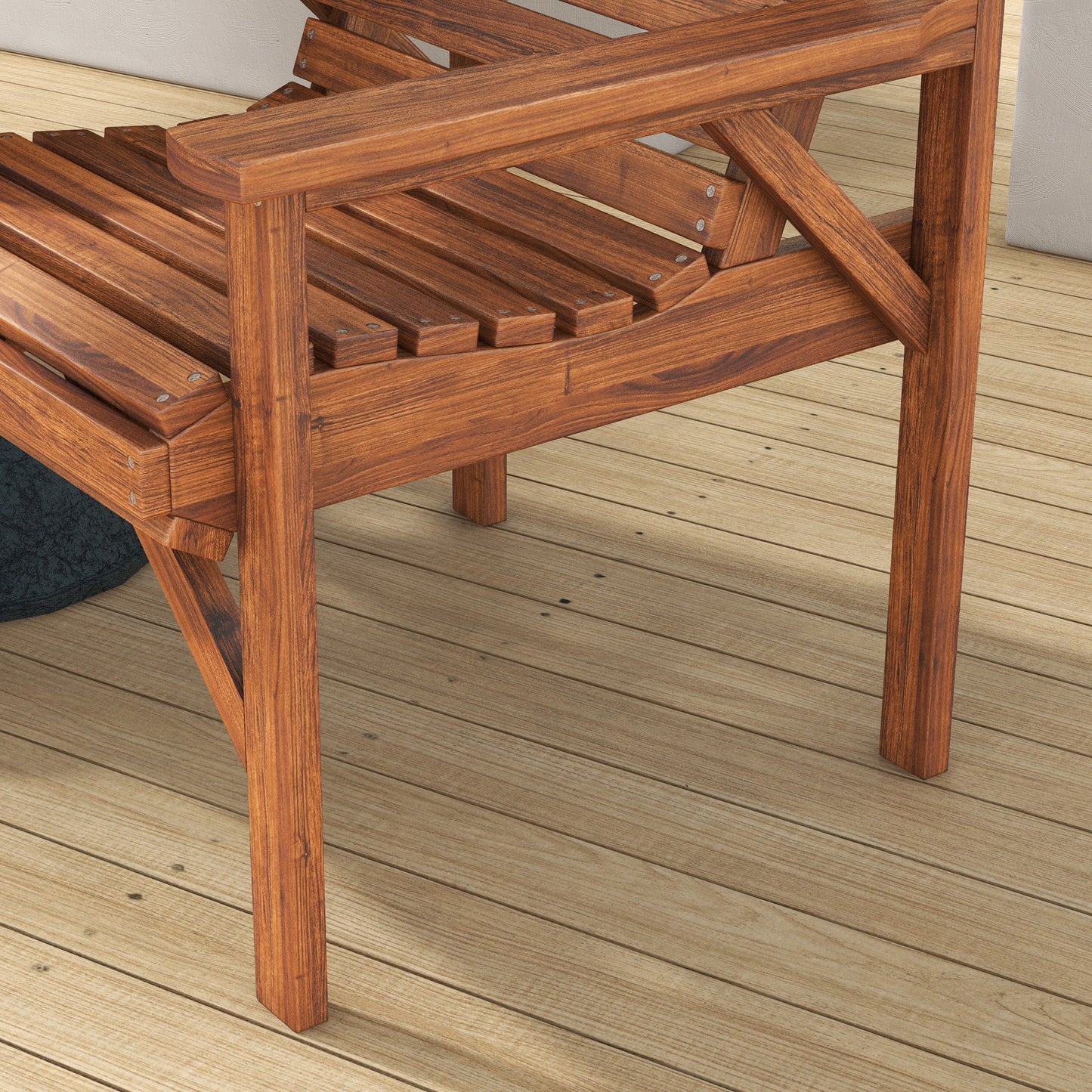 Wooden Garden Love Seat w/ Coffee Table Umbrella Hole, Tan