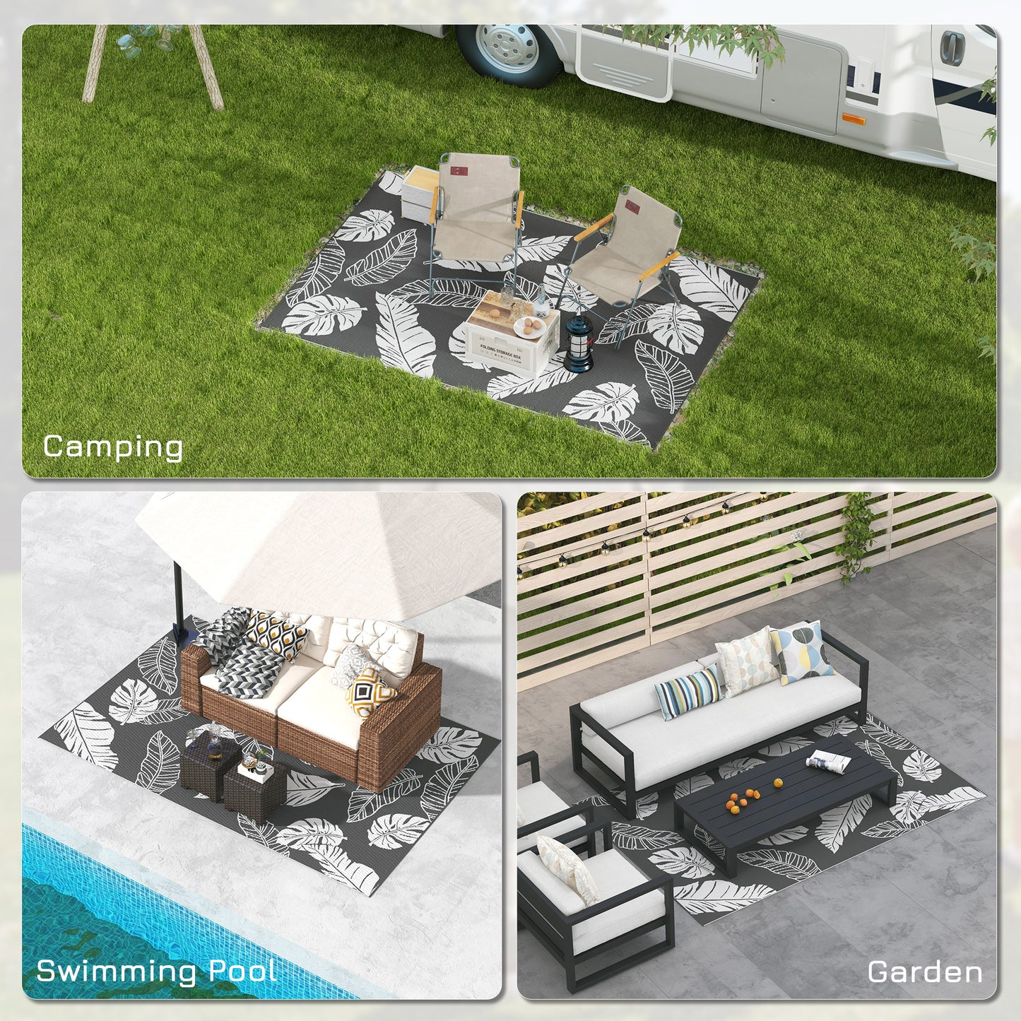 Plastic Straw Reversible RV Outdoor Rug with Carry Bag, 182 x 274cm (1)