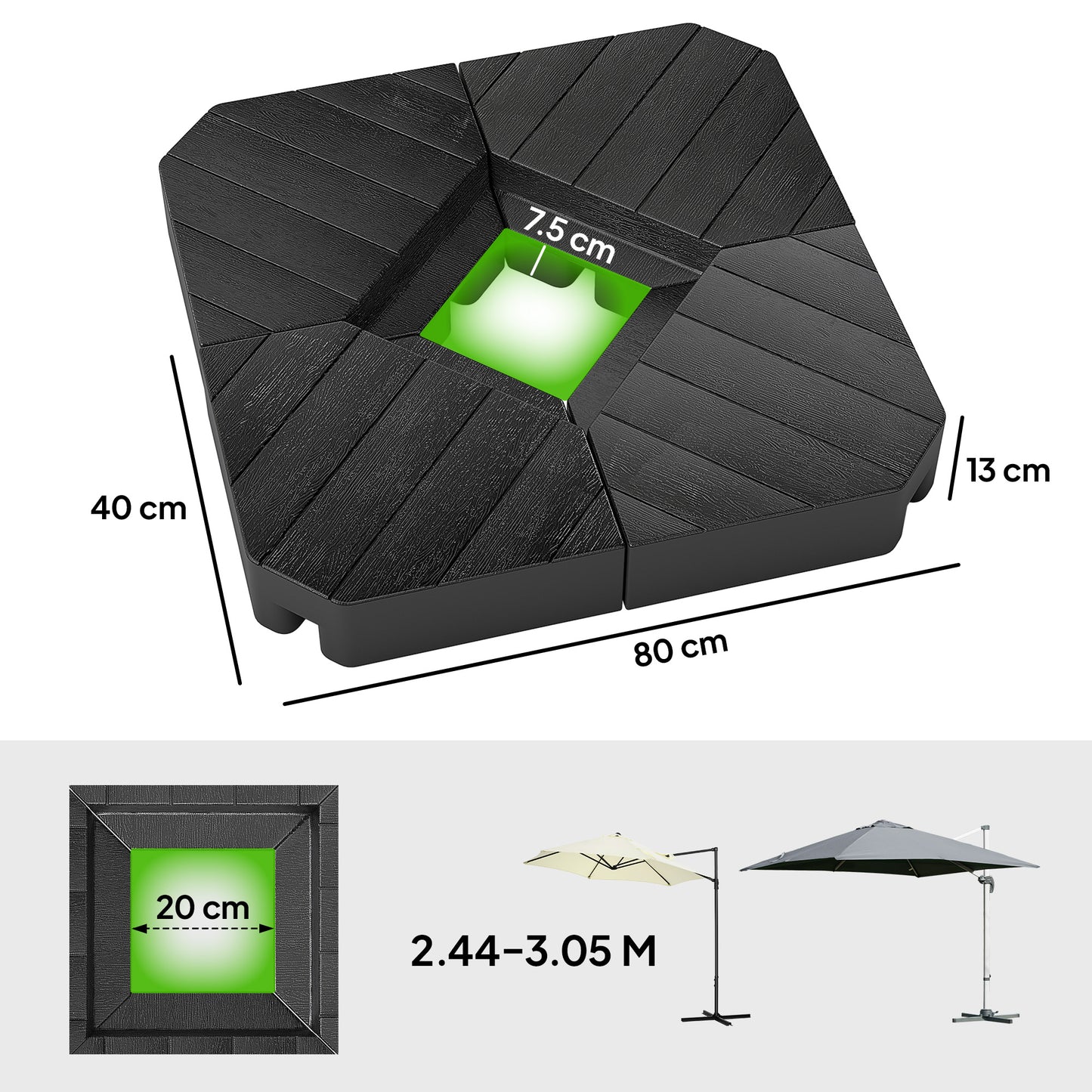 Umbrella Weights for Cantilever Parasols