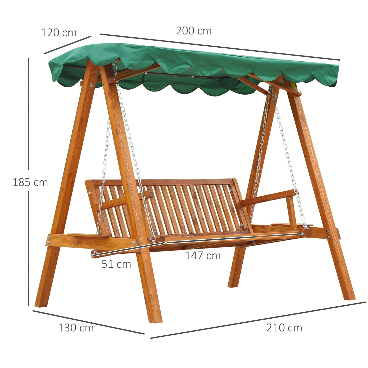 3-Seater Pinewood Swing Chair