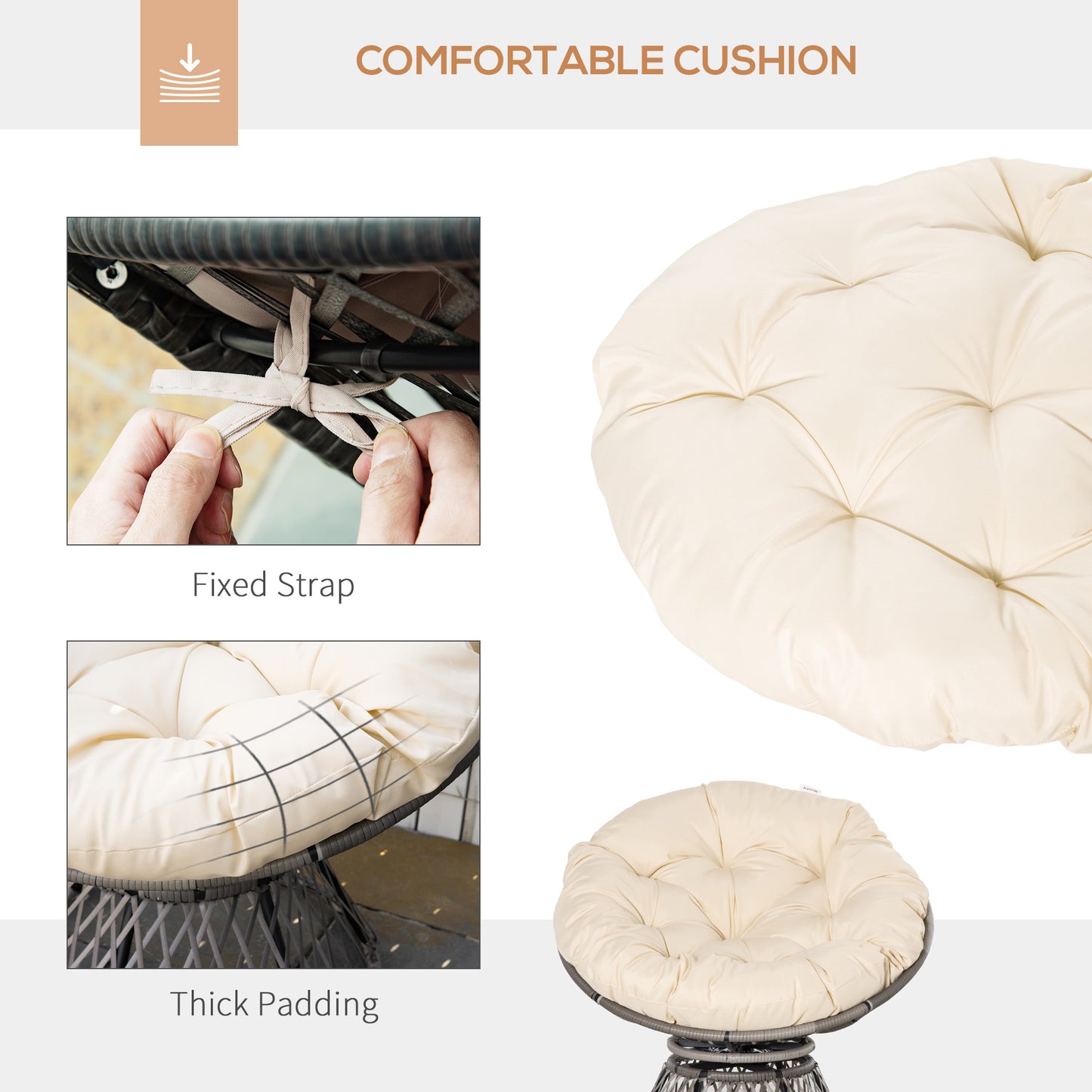 360° Swivel Rattan Moon Bowl Chair Round Lounge Garden Wicker
