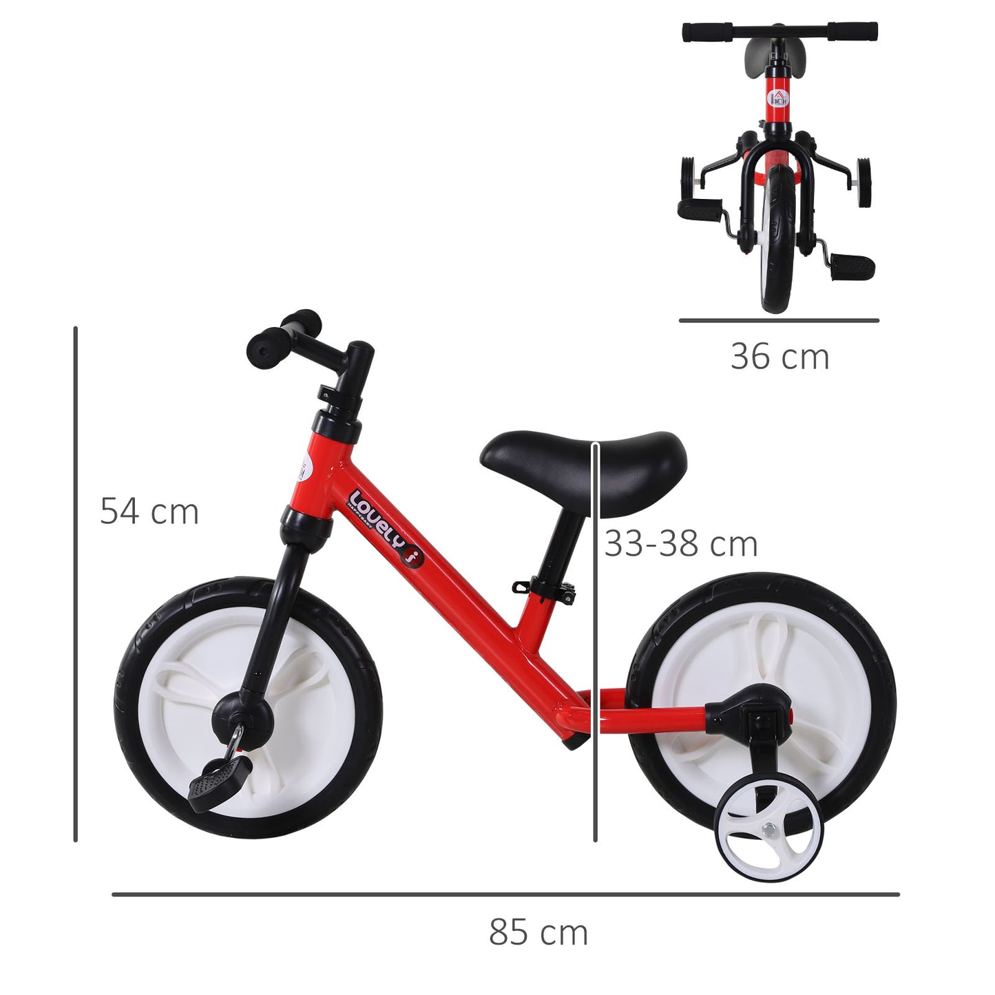 11 Inch Kids Balance Bike Training Pedal Bicycle W/ Removable
