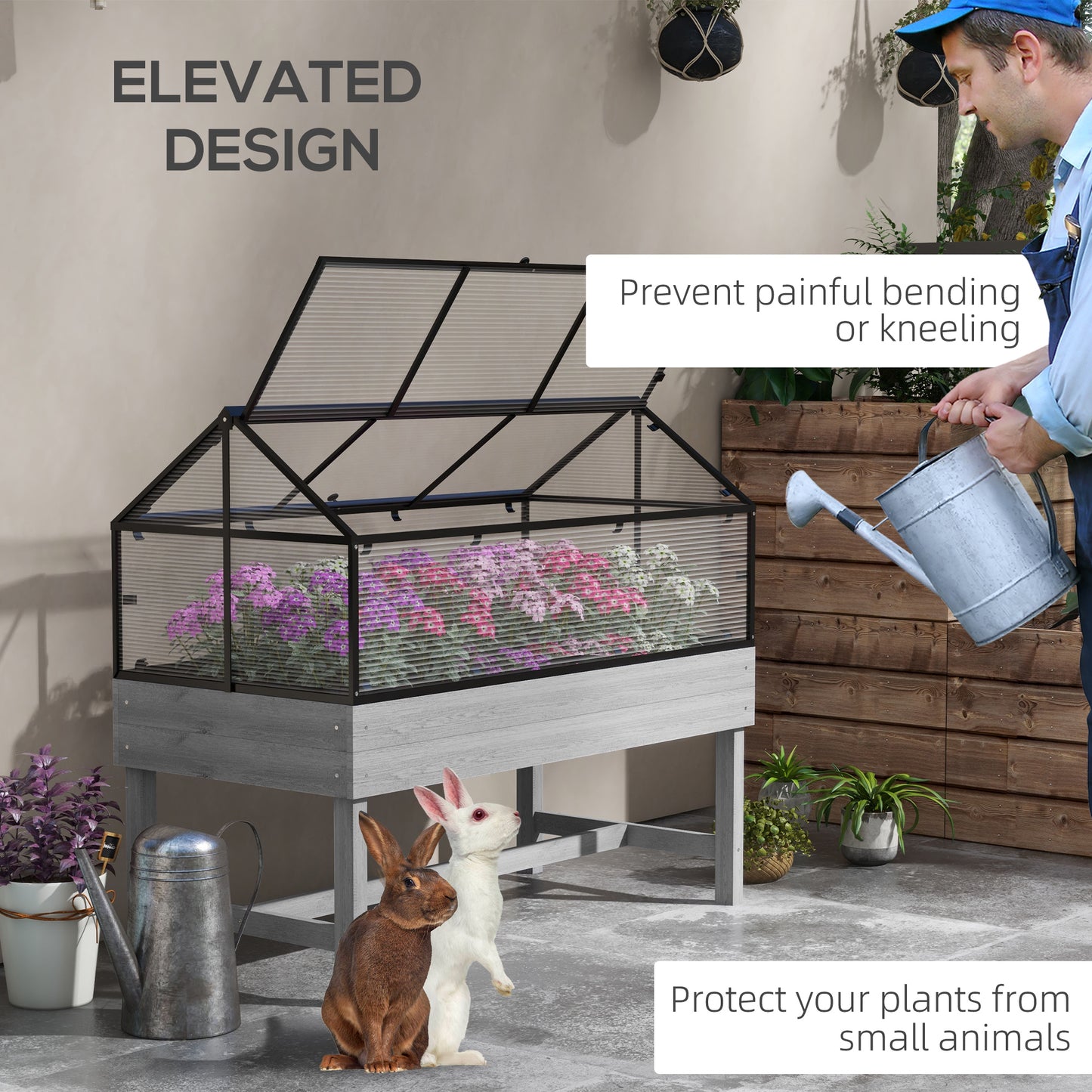 60 x 120cm Raised Garden Bed with Wooden Base