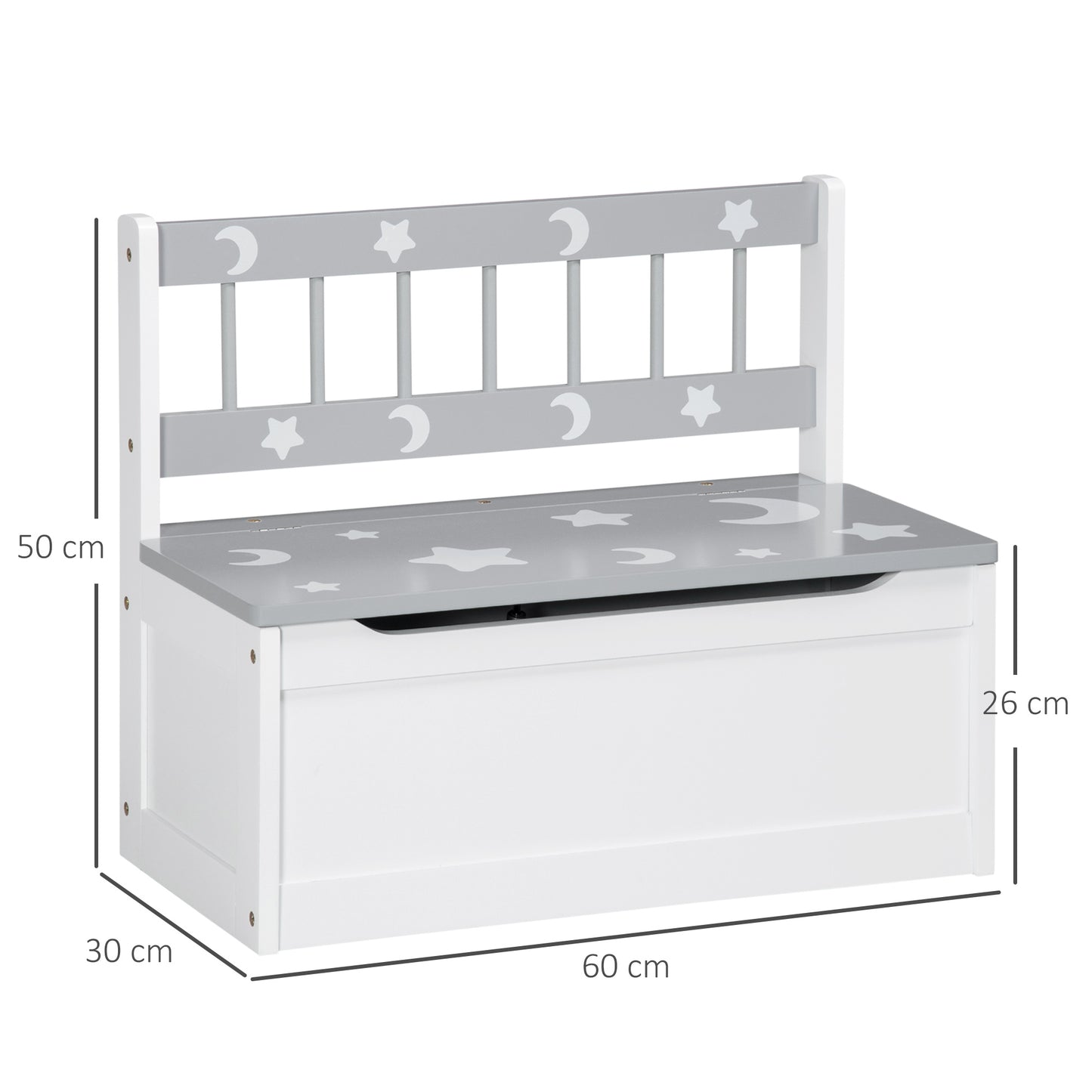 2 In 1 Kids Storage Bench, Toy Box w/ Safety Rod