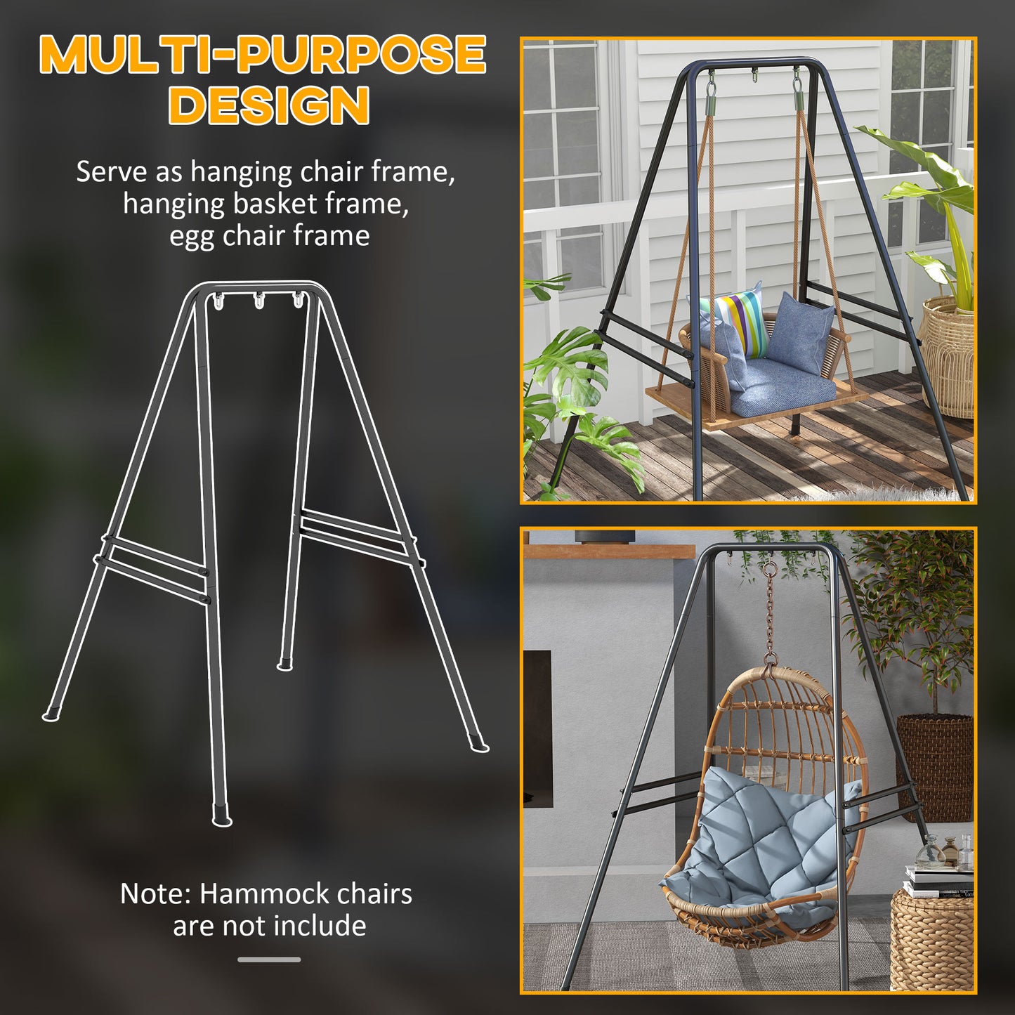 Hammock Chair Stand, Hanging Heavy Duty Metal Frame Hammock Stand (1)