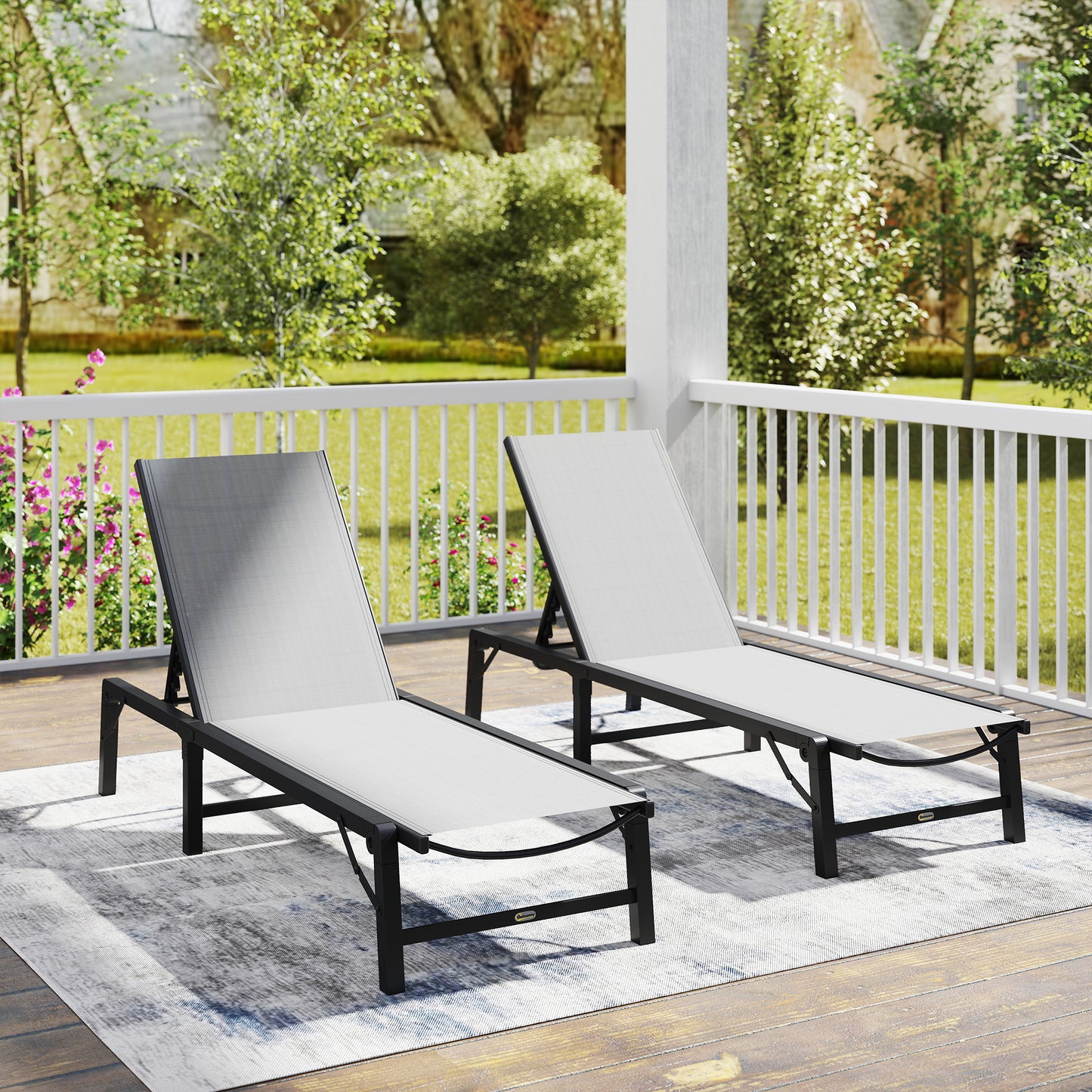 Folding Sun Lounger Set of 2