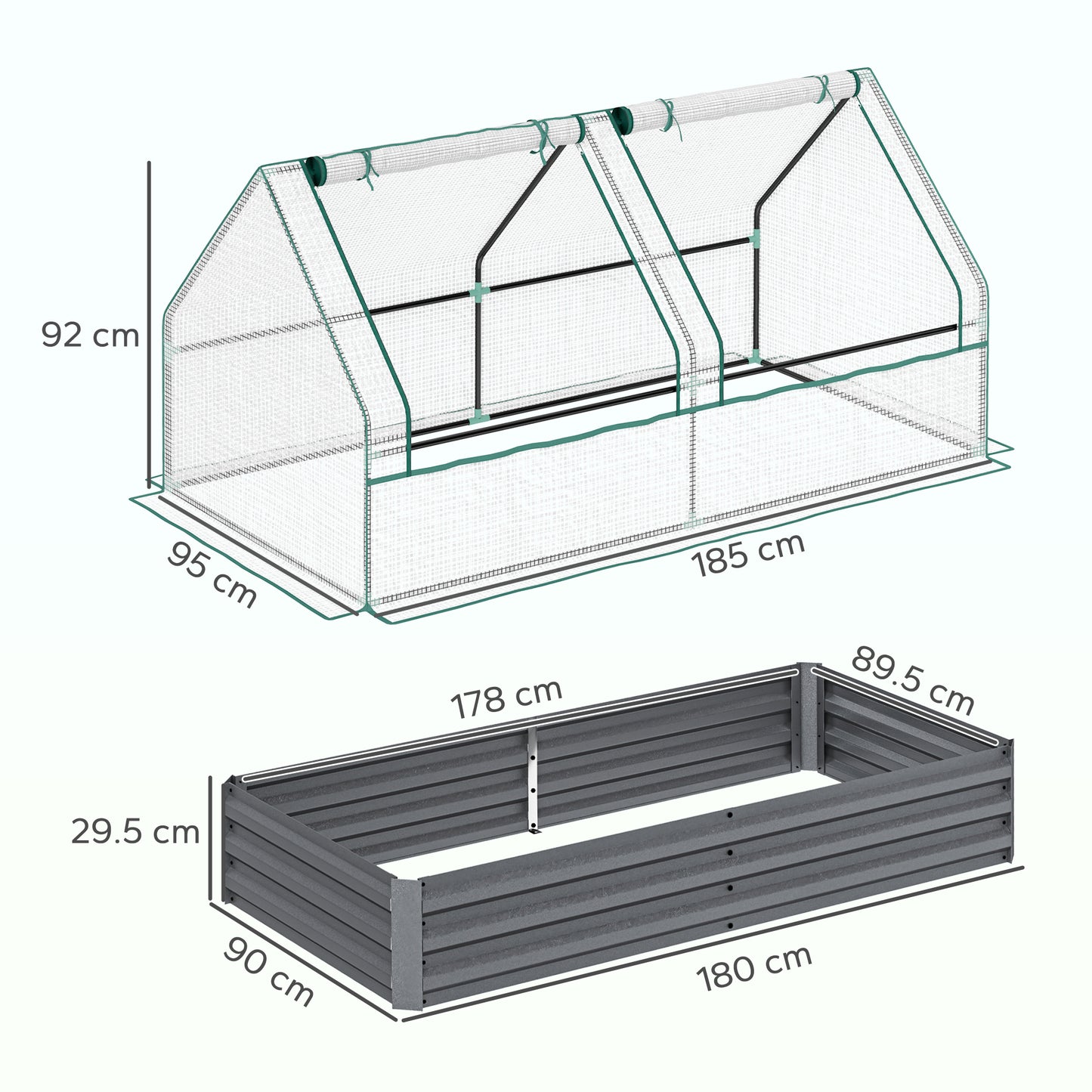 Metal Planter Box with Cover, Raised Garden Bed with Greenhouse (1)
