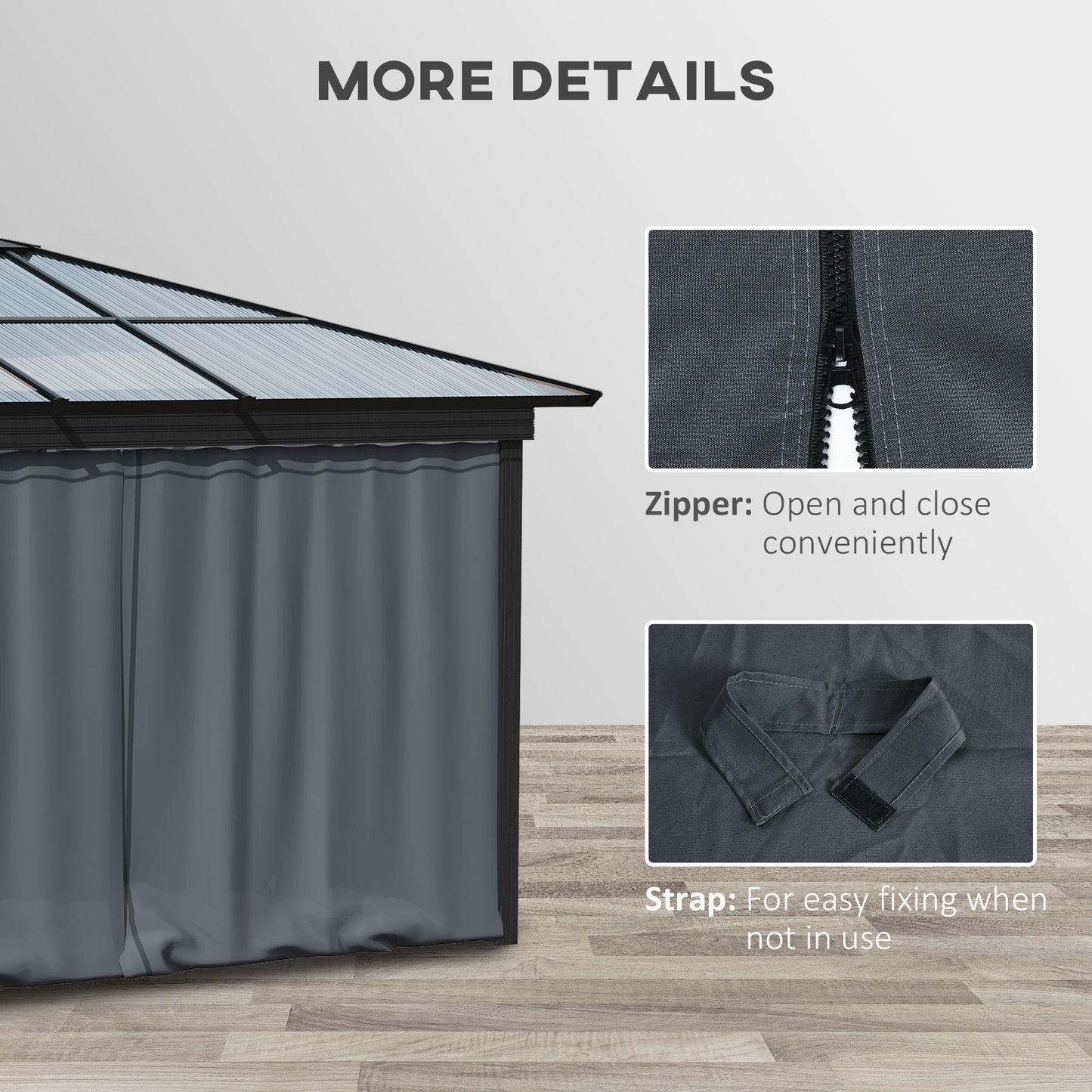 Replacement Gazebo Curtains 4-Panel Sidewalls with Zipper
