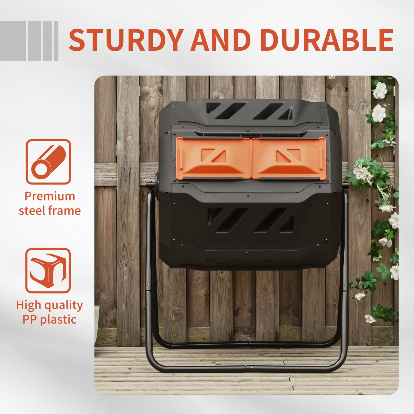 160L 360° Rotating Dual Chamber Composter
