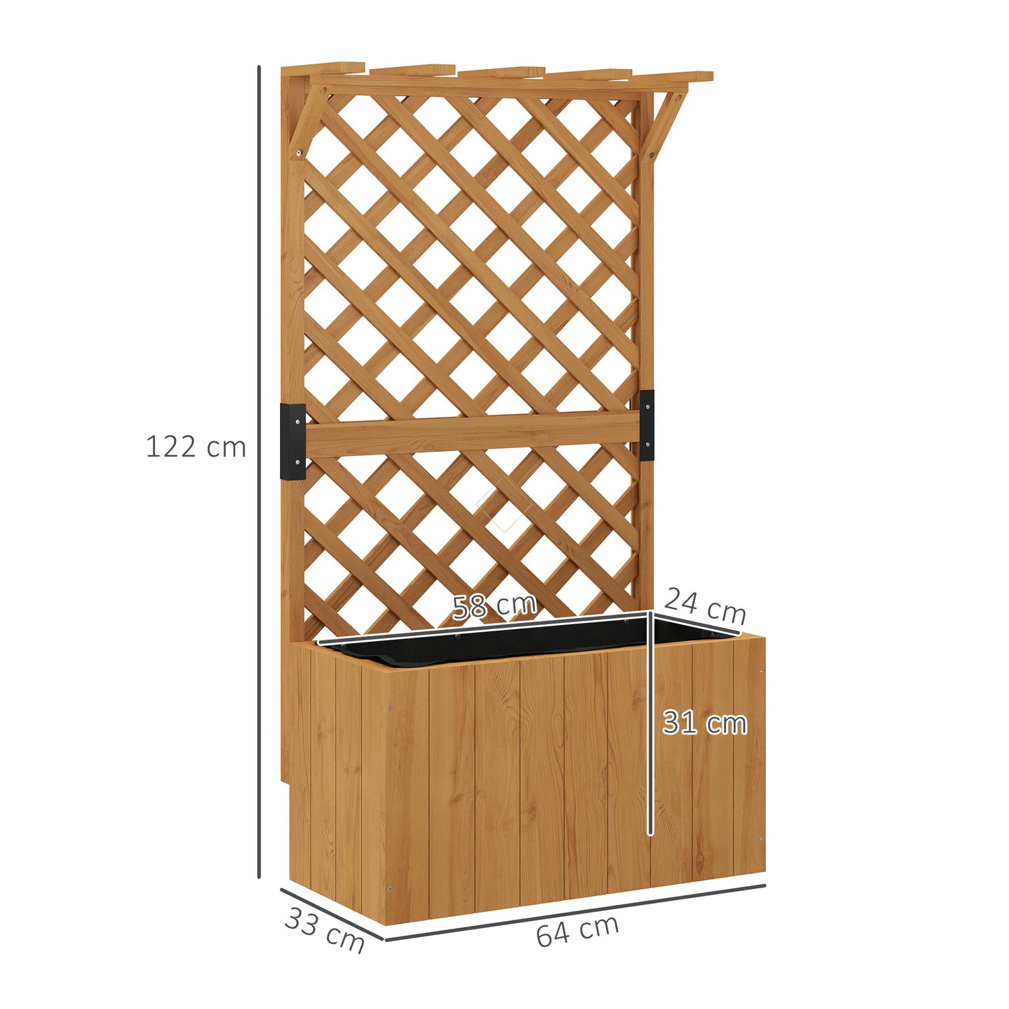 Wooden Planter with Trellis