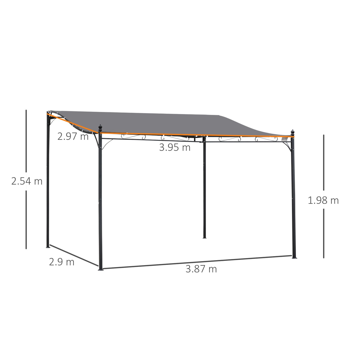 4 x 3 Meters Canopy Metal Wall Gazebo Awning Garden Marquee Shelter