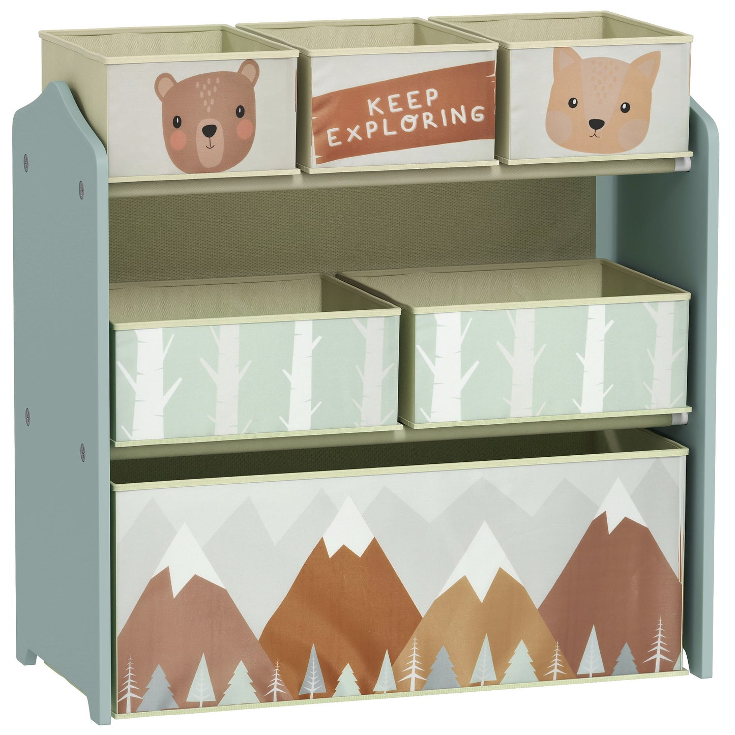 Kids Storage Unit, Toy Storage Organiser, with Six Fabric Bins