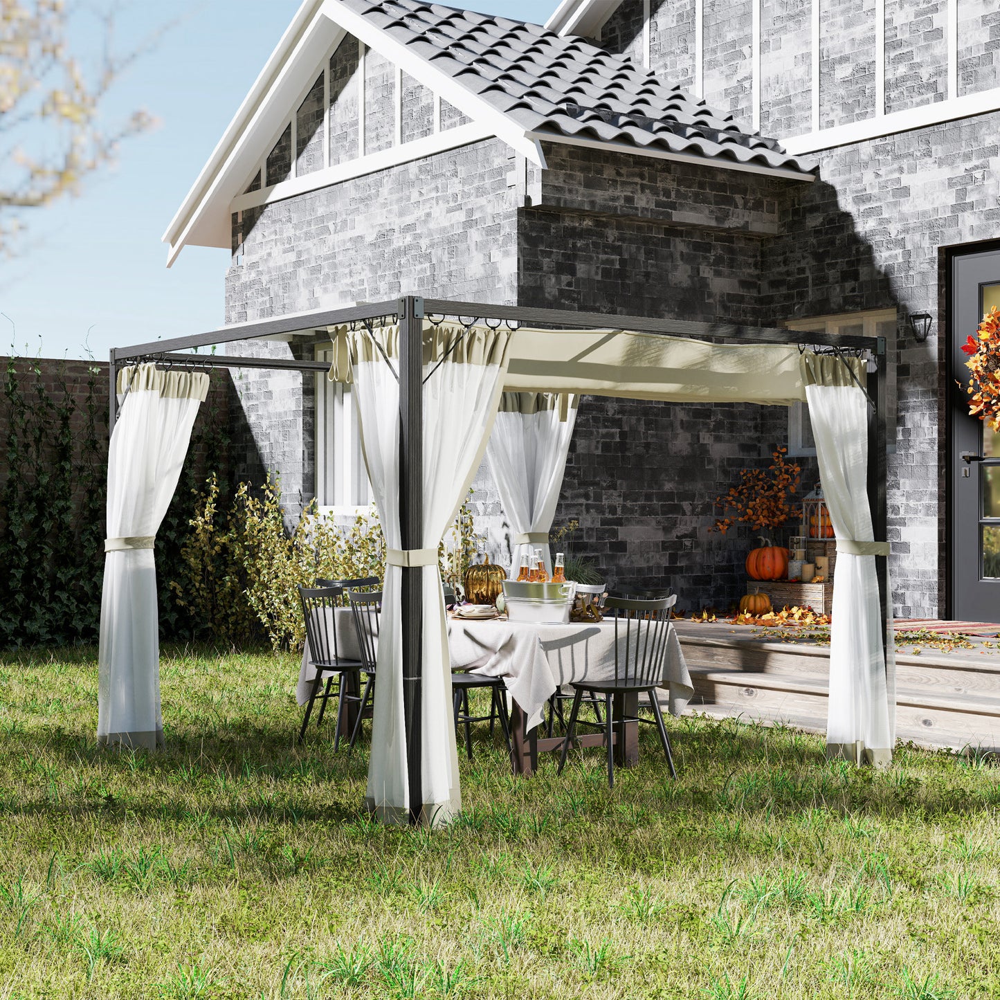 3 x 3m Aluminium Frame Pergola, with Retractable Roof