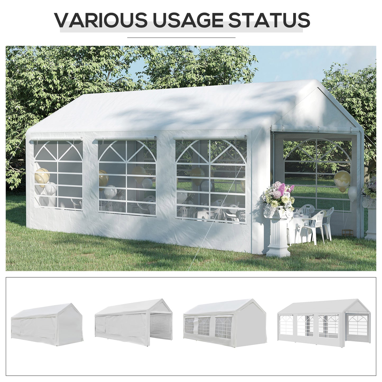 6m x 3m Garden Gazebo Marquee Wedding Shelter Level 4 Wind Protection