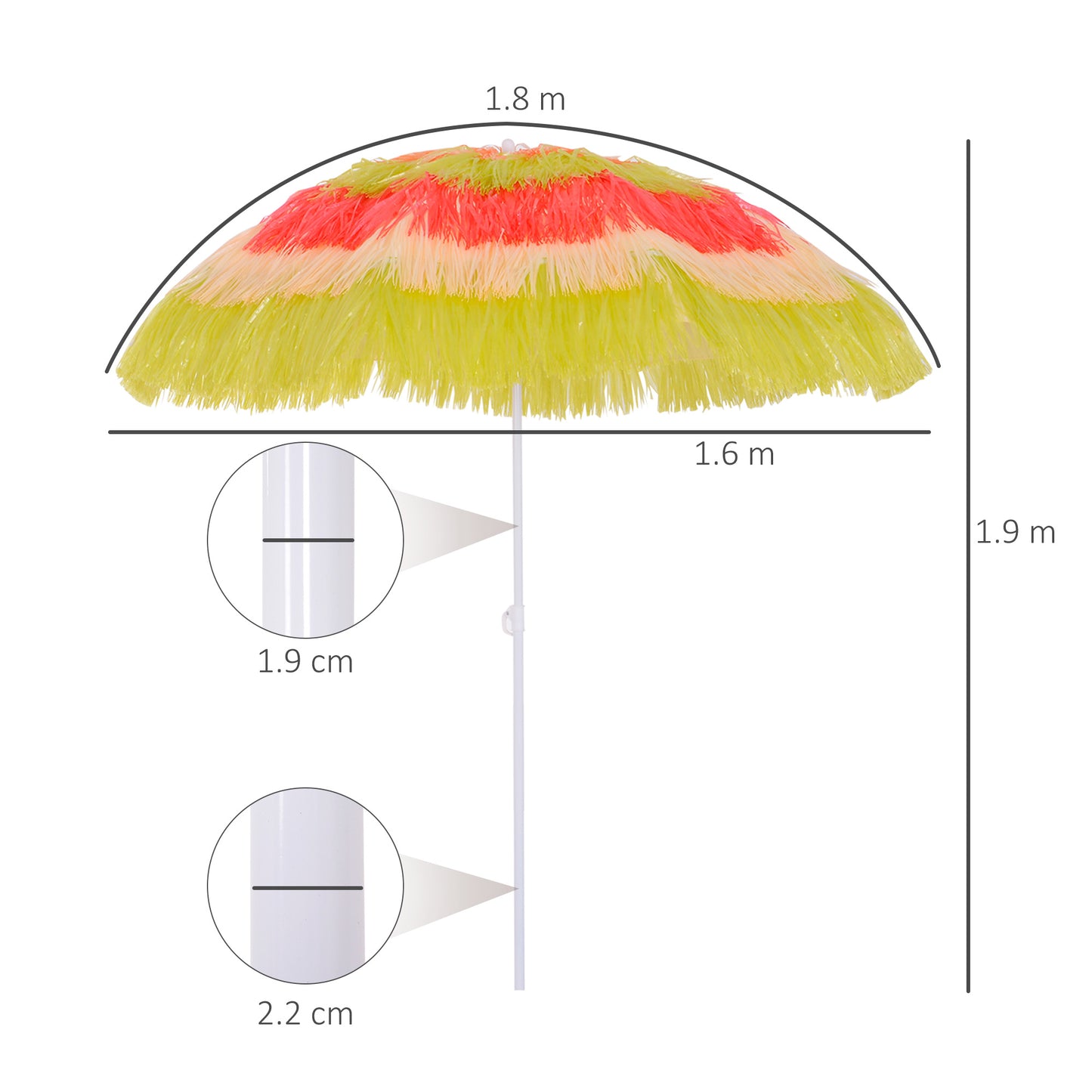 1.6m Garden Hawaii Parasol