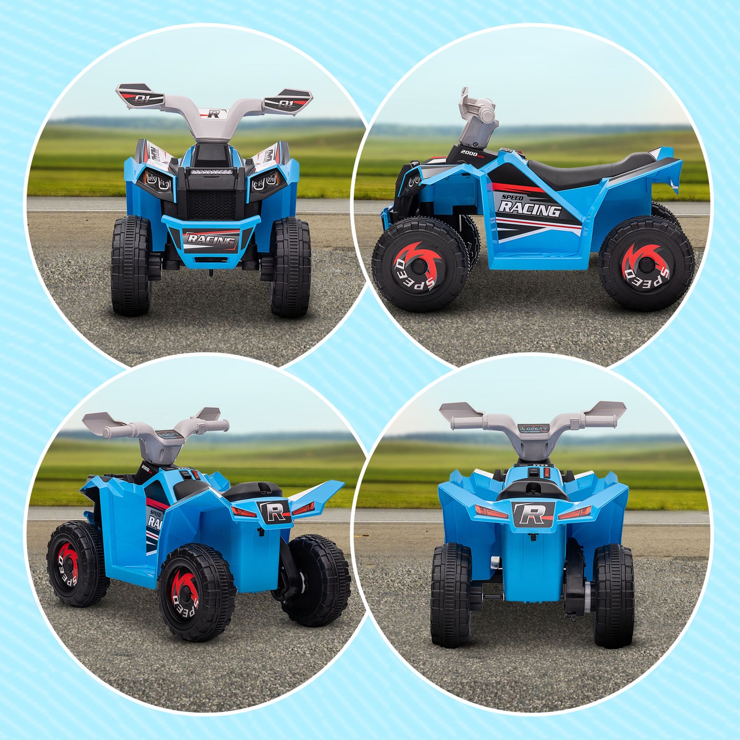 6V Quad Bike with Wear-Resistant Wheels, Forward Backward Function