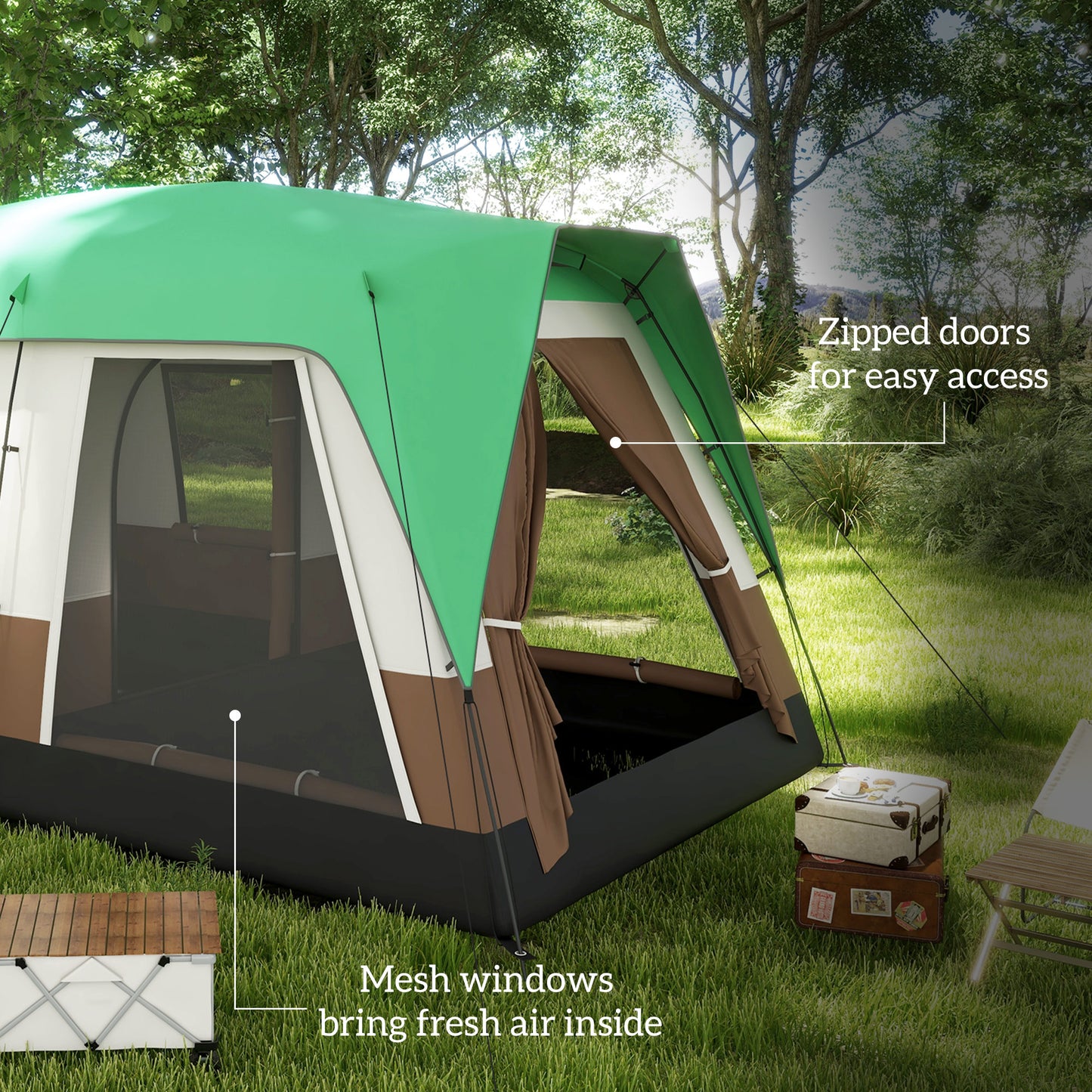 Six-Man Camping Tent, with Small Rainfly and Accessories