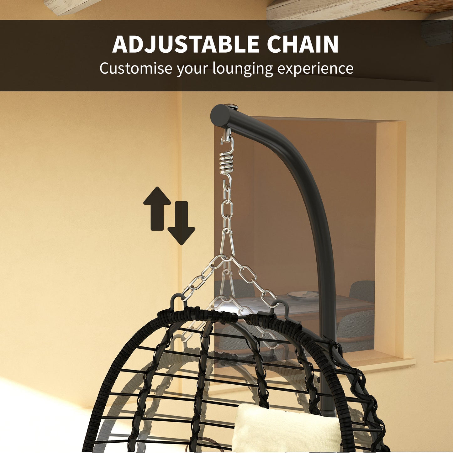 Rattan Hanging Egg Chair, Foldable Wicker Hammock Swing Chair