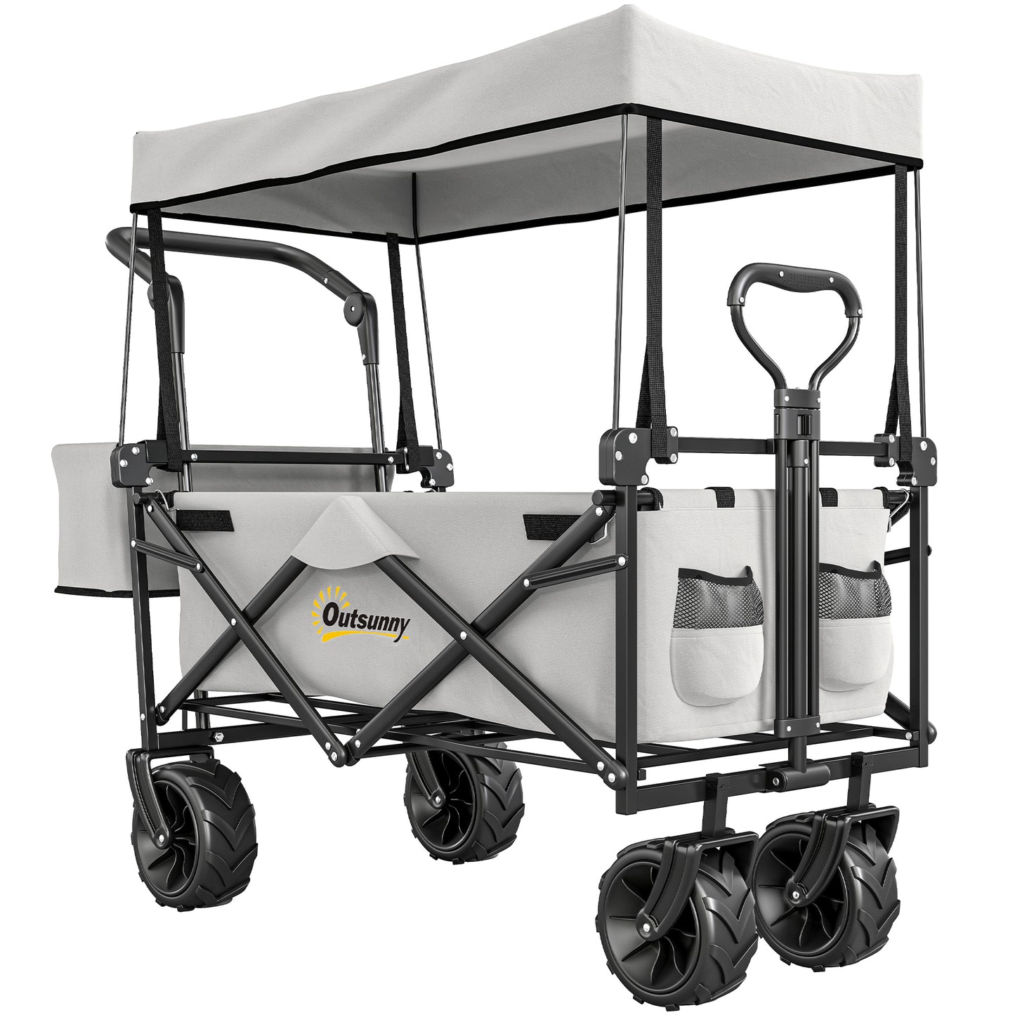 Folding Trolley Cart Storage Wagon Beach Trailer 4 Wheels