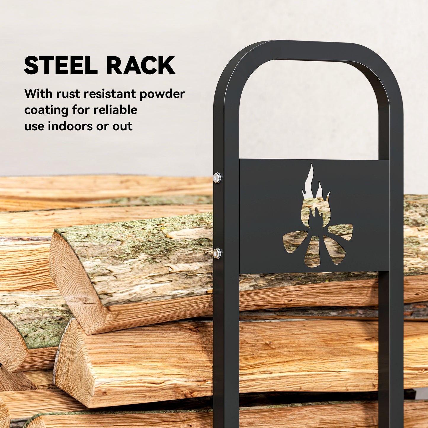 6.5 FT Steel Firewood Log Rack with 300 kg Capacity