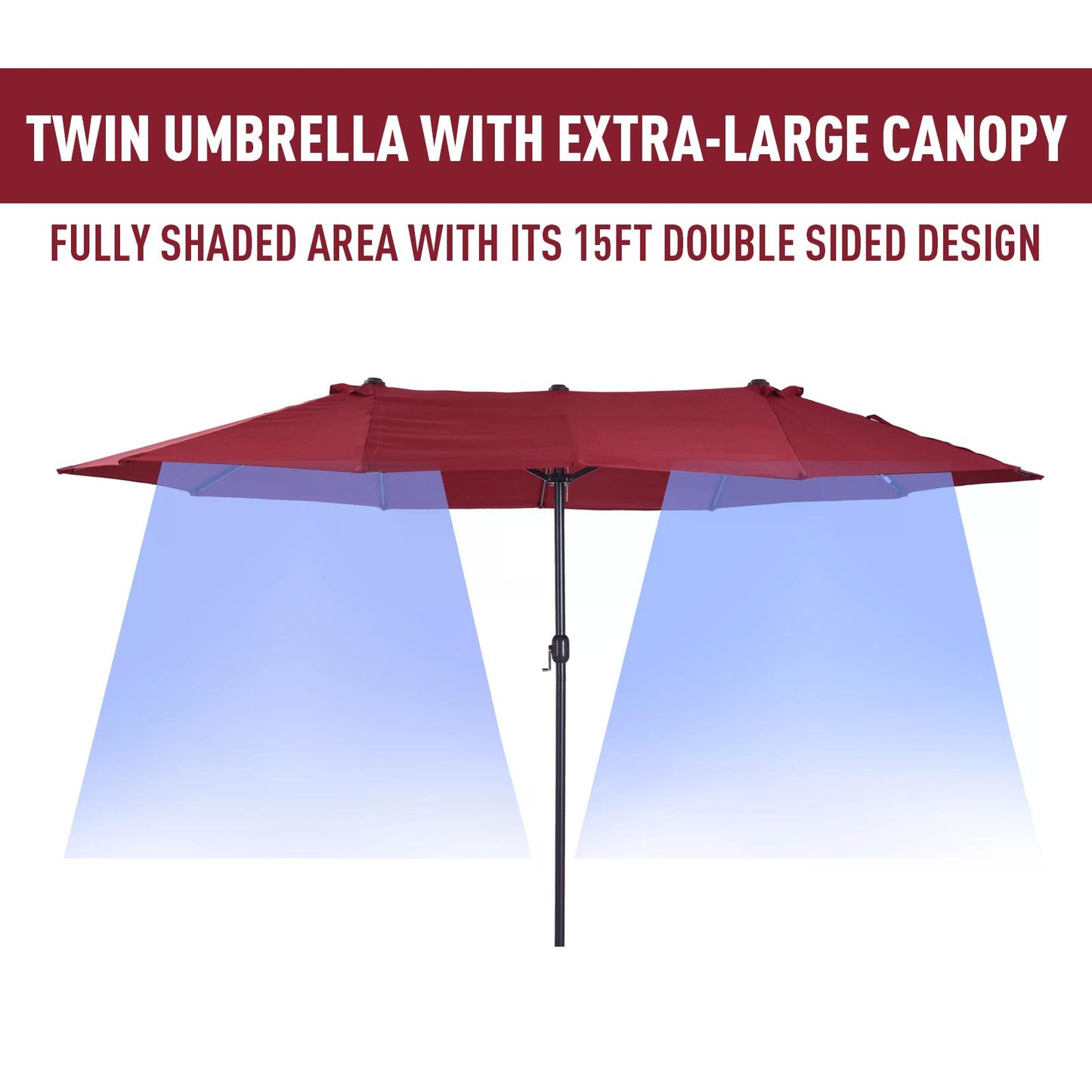 4.6m Double-Sided Patio Parasol Sun Umbrella