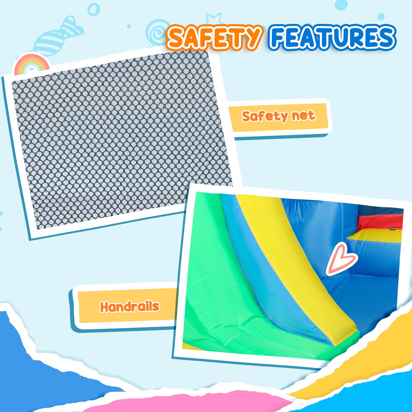 Inflatable Bouncy Castle with 550W Blower, Basketball Hoop