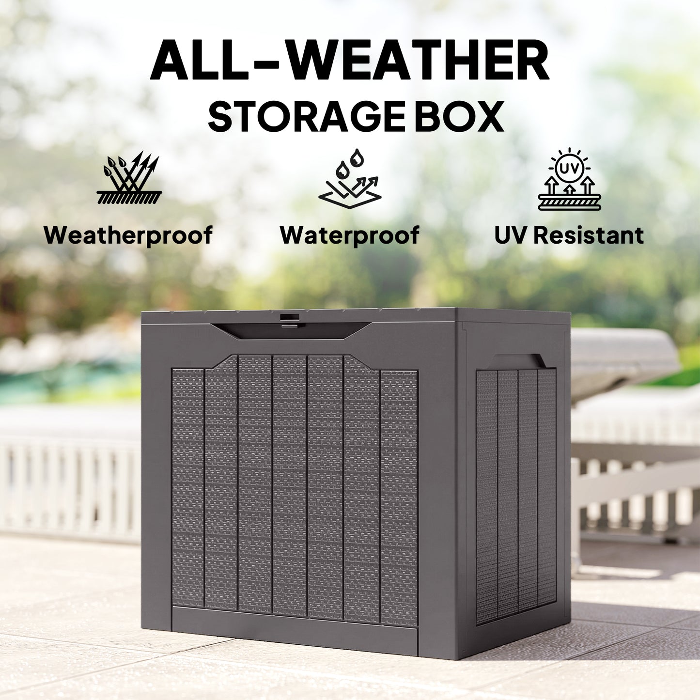 93L Plastic Garden Storage Box, Outdoor Storage Box with Handles