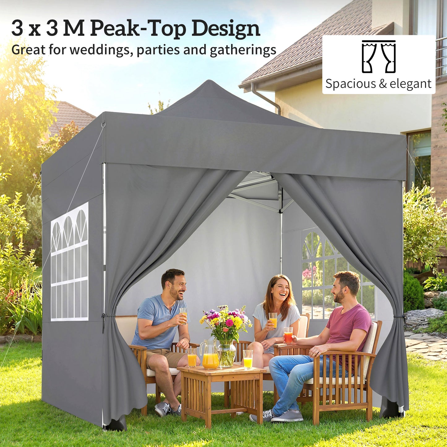 3 x 3 m Pop Up Gazebo with Sidewalls
