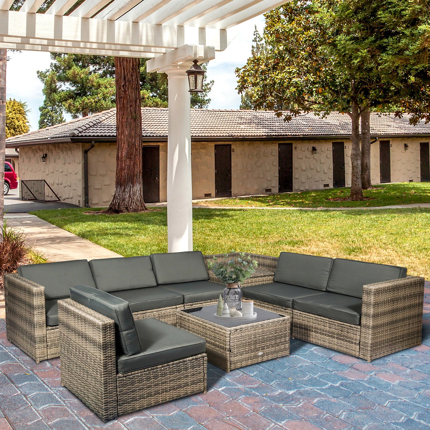 8 Pieces Outdoor PE Rattan Sofa Set with Cushions
