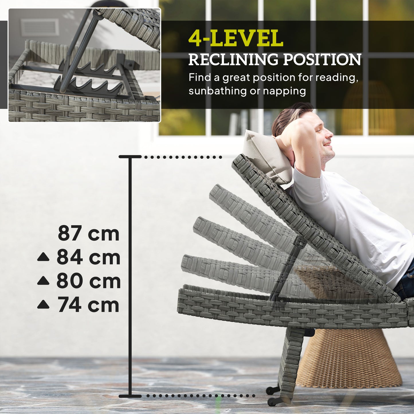 Outdoor PE Rattan Sun Lounger
