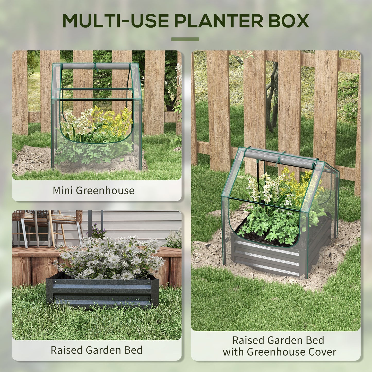 61 x 61cm Garden Planter Bed, with Cover